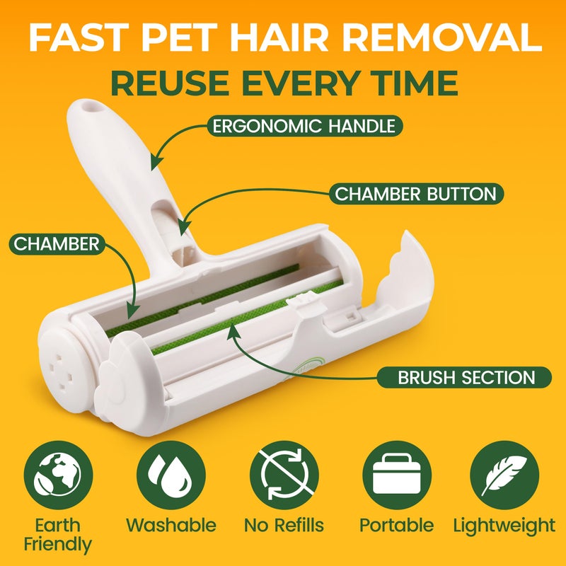 Zelovo Pet Hair Remover for Furniture - Reusable Lint Roller and Pet Hair Removal Tool for Couch, Carpet, Bedding, Clothes, Car Seats - Multi-Surface Roller for Dog and Cat Fur - Image 4